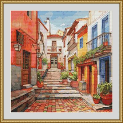 Quiet street cross stitch pattern