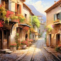 Quaint Village Street Cross Stitch Pattern - Thumbnail 2