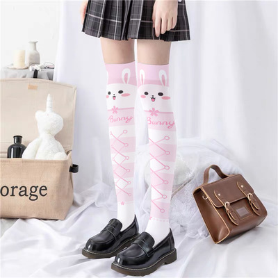 Printed stockings thin cute anime over-the-knee long white velvet socks