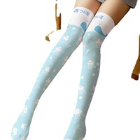 Printed stockings thin cute anime over-the-knee long white velvet socks - Thumbnail 3