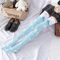 Printed stockings thin cute anime over-the-knee long white velvet socks - Thumbnail 4