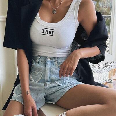 High waist fringed heart ripped denim shorts