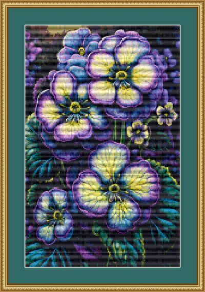 Purple Pansies Cross Stitch Pattern