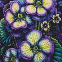 Purple Pansies Cross Stitch Pattern - Thumbnail 1