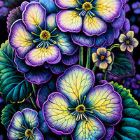 Purple Pansies Cross Stitch Pattern - Thumbnail 2