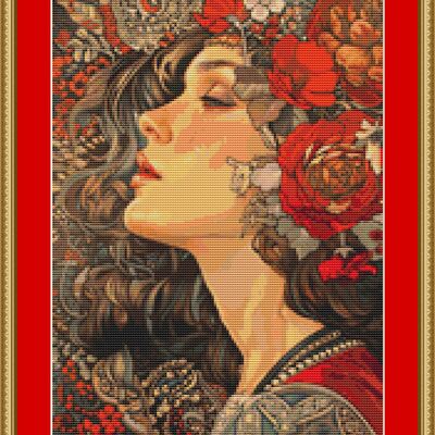 Portrait of a woman cross stitch pattern