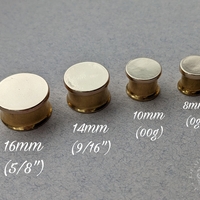 Sun Disc Solid Gold Mirror Finish Plugs Gauges for Streched Ears - Thumbnail 1