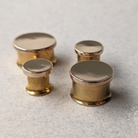 Sun Disc Solid Gold Mirror Finish Plugs Gauges for Streched Ears - Thumbnail 2
