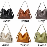 Retro Large Capacity Double Zippers Satchel Bags Tote Messenger Bag For Women Hobo Handle Handbags Crossbody Bag  - Thumbnail 9