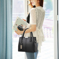 Simple Soft PU Leather Handle Handbags Satchel Bags Tote Messenger Bag For Mom Shopping Shoulder Bags Crossbody Bag  - Thumbnail 8