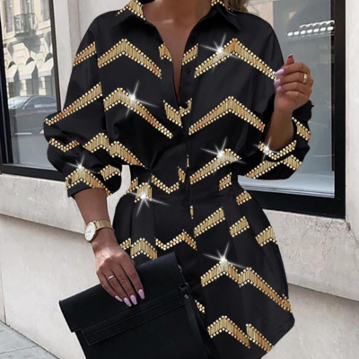 Long sleeved women's solid color sexy dress - Thumbnail 1