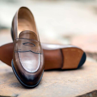 Brown twotone polishing 5 star handmade dress shoes