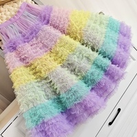 Women Girl Rainbow Layered Tulle Skirt Rainbow Tutu Tulle Maxi Skirt Custom Plus Size Holiday Outfit - Thumbnail 4