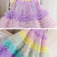 Women Girl Rainbow Layered Tulle Skirt Rainbow Tutu Tulle Maxi Skirt Custom Plus Size Holiday Outfit - Thumbnail 13