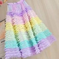 Women Girl Rainbow Layered Tulle Skirt Rainbow Tutu Tulle Maxi Skirt Custom Plus Size Holiday Outfit - Thumbnail 14