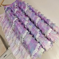 Women Purple Layered Tulle Skirt Rainbow Tutu Tulle Maxi Skirt Custom Plus Size Holiday Outfit - Thumbnail 1