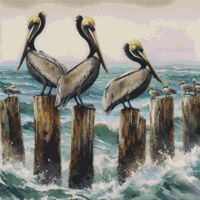 Pelicans And Seagulls Cross Stitch Pattern - Thumbnail 1