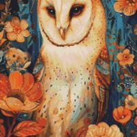 Owl In The Flowers Cross Stitch Pattern - Thumbnail 1