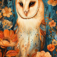 Owl In The Flowers Cross Stitch Pattern - Thumbnail 2