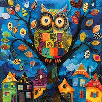 Owl In A Tree Cross Stitch Pattern - Thumbnail 2