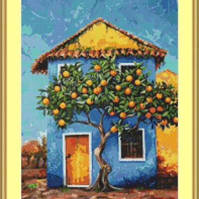 Orange tree cross stitch pattern