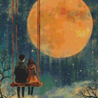 On A Swing Cross Stitch Pattern - Thumbnail 1