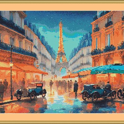 Old paris street cross stitch pattern
