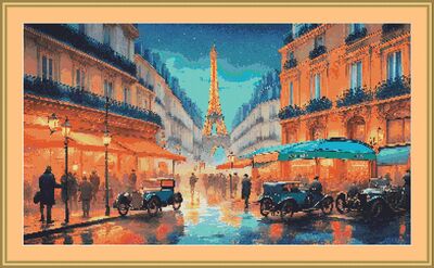 Old Paris Street Cross Stitch Pattern