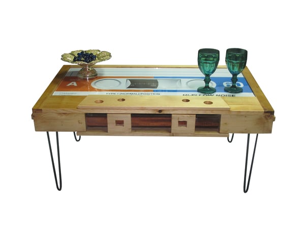 Cassette Tape Coffee Table, Coffee Table, Pine wood Coffee Table, Table, interesting Coffee Table