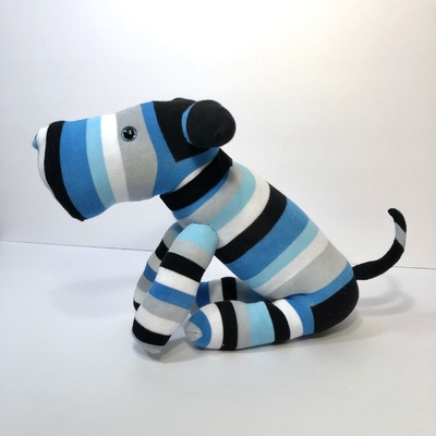 Sock dog - blue stripe