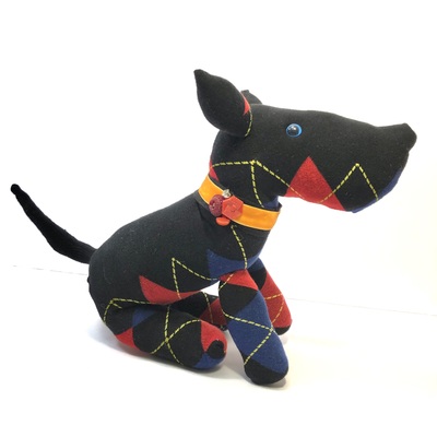 Sock Dog - Black w/ Red and Blue Argyle