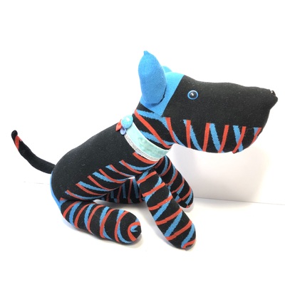 Sock dog - red, blue, and black