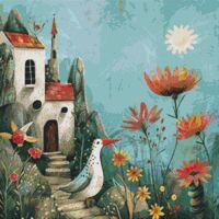 Little White House Cross Stitch Pattern - Thumbnail 1