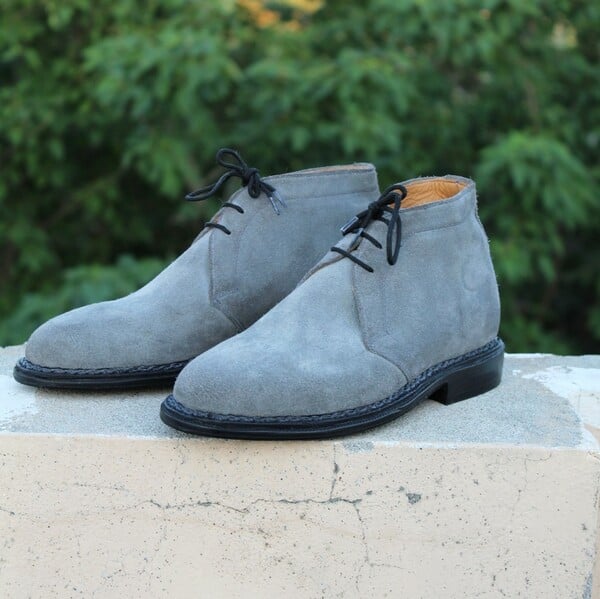 Gray Suede Leather Norwegian Welted Chukka Boot