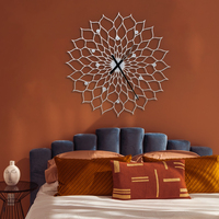 Gigantic Silver Sunflower Clock - 36 in extra large size silver wall clock with floral motives - Thumbnail 4