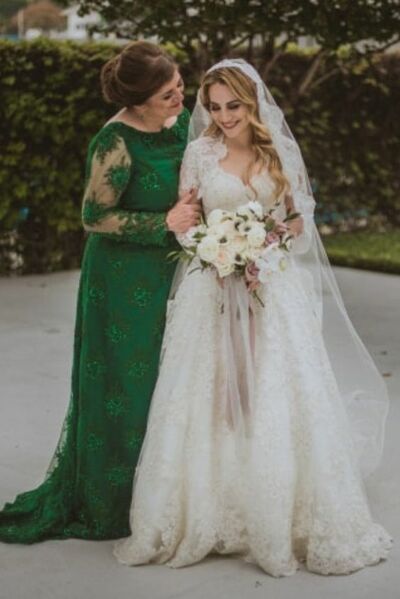 Green Lace Appliques Mother of The Bride Groom Dresses Party Gowns Evening Dress vestidos