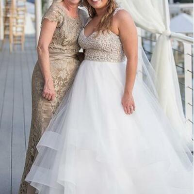 Champagne lace appliques mother of the bride groom dresses party gowns evening dress vestidos