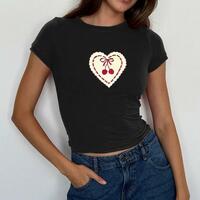 Love Ribbon Cherry Printed Top - Thumbnail 4