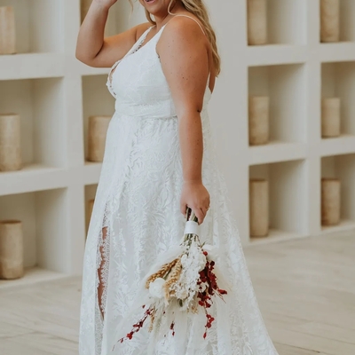 Simple boho lace plus size wedding dress bridal dresses 