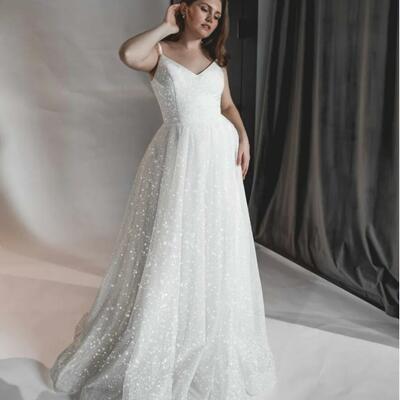 Simple boho sequins lace plus size wedding dress bridal dresses 
