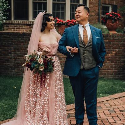 Pink boho lace wedding dress bridal dresses 