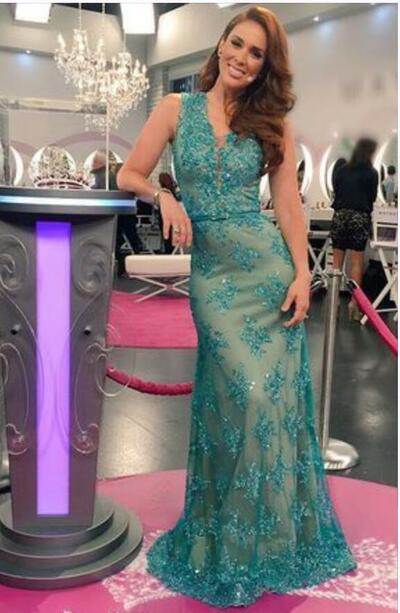 Blue Lace Appliques Mother of The Bride Groom Dresses Party Gowns Evening Dress vestidos