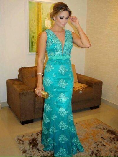 Blue Lace Appliques Mother of The Bride Groom Dresses Party Gowns Evening Dress vestidos