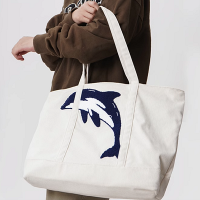 *free shipping*dolphin corduroy shoulder bag