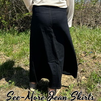 GABBY BUTTON BLACK WASH LONG DENIM SKIRT - Thumbnail 1