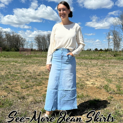 Meadow light wash long denim skirt