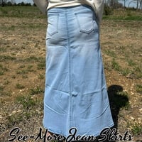 MEADOW LIGHT WASH LONG DENIM SKIRT - Thumbnail 1