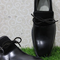 New Mens Handmade Formal shoes Black Suede & Leather Single Lace Slip on Dress & Casual Wear Boots - Thumbnail 1