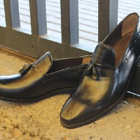 New Handmade Formal Shoes Men's Two Tone Black Leather Stylish Slip On Tasssel Style Loafer Dress & Casual Wear Boots - Thumbnail 1