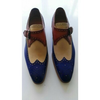 Handmade mens wing tip brogue, monk strap office shoes, real leather,suede